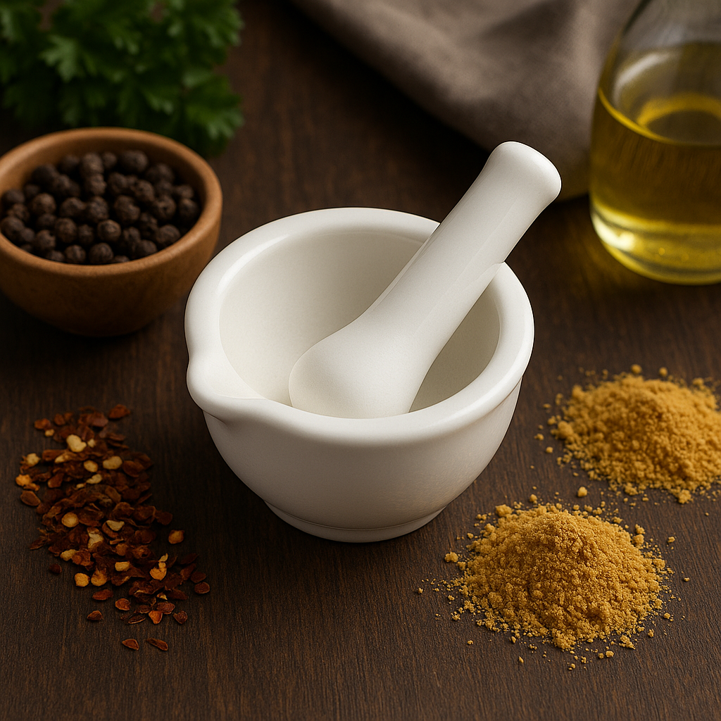 Mini Mortar & Pestle 60mm Porcelain Grinding Bowl Set for Spices, Herbs, Pills | Compact, Durable, Easy to Clean | Perfect for Kitchen, Pharmacy & Pets