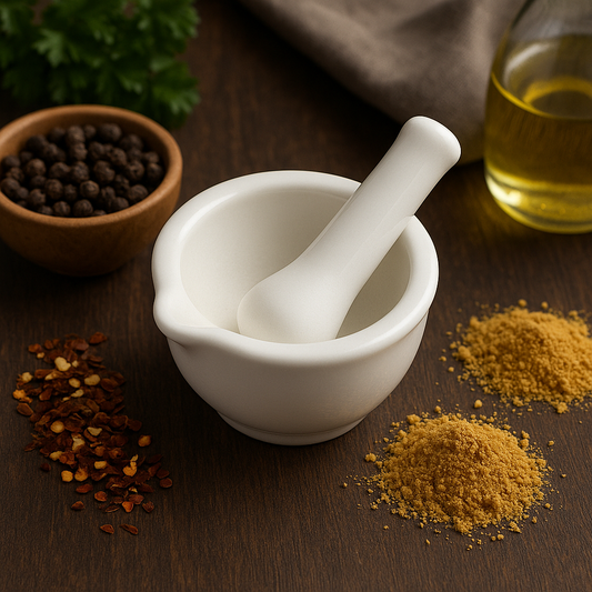 Mini Mortar & Pestle 60mm Porcelain Grinding Bowl Set for Spices, Herbs, Pills | Compact, Durable, Easy to Clean | Perfect for Kitchen, Pharmacy & Pets