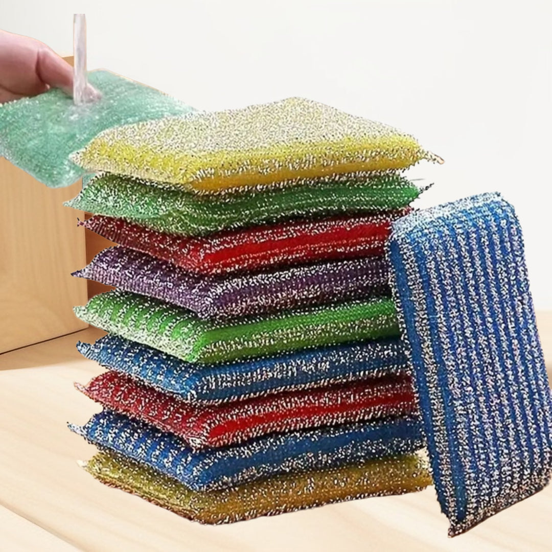 Kitchen Cleaning Sponges, 4-Piece Reusable Steel Scrub – Heavy-Duty Multiuse Scrubbers for Dishes, Pots & Pans, Tough on Grease & Grime!