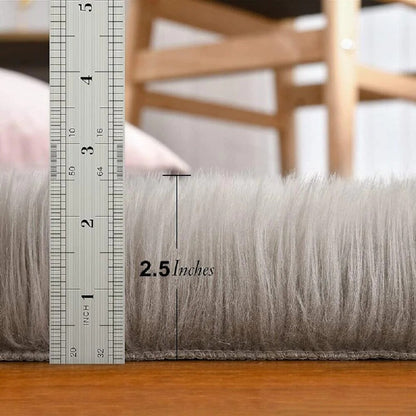 Faux Fur Sheepskin Fluffy Area Rugs round Shaggy Carpet for Bedroom Living Room