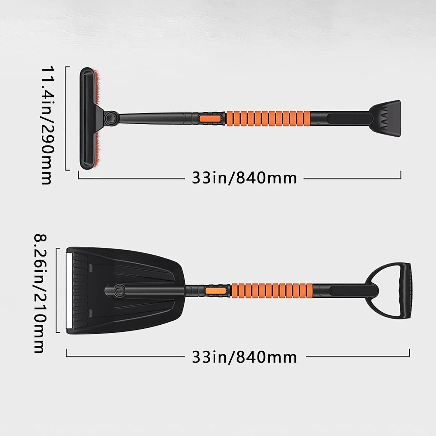 Extendable 4-in-1 Snow Shovel Kit – Portable Brush, Ice Scraper & Collapsible Tools with Pivoting Head & Telescoping Handle for Winter Snow Removal