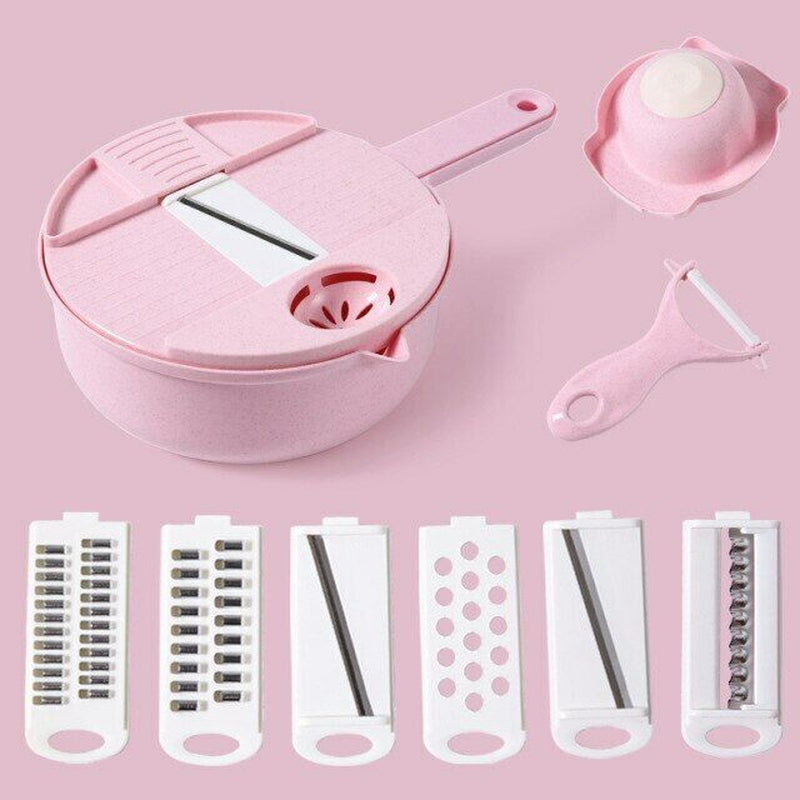 Multi-Function Manual Vegetable Choppe 12 PCS Vegetable Chopper Kitchen Plastic Set Stainless Utensils Chopping Handles Steel