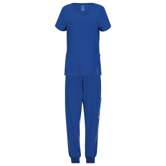 Scrubs Unisex Stretch Jogger Scrub Set V-Neck Top & Elastic Waistband Pants Comfortable Nursing Wear