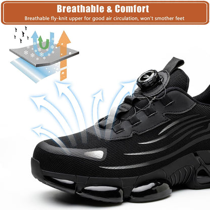 Men Work Safety Shoes Steel Toe Cap Boots Rotating Buckle Breathable Lightweight