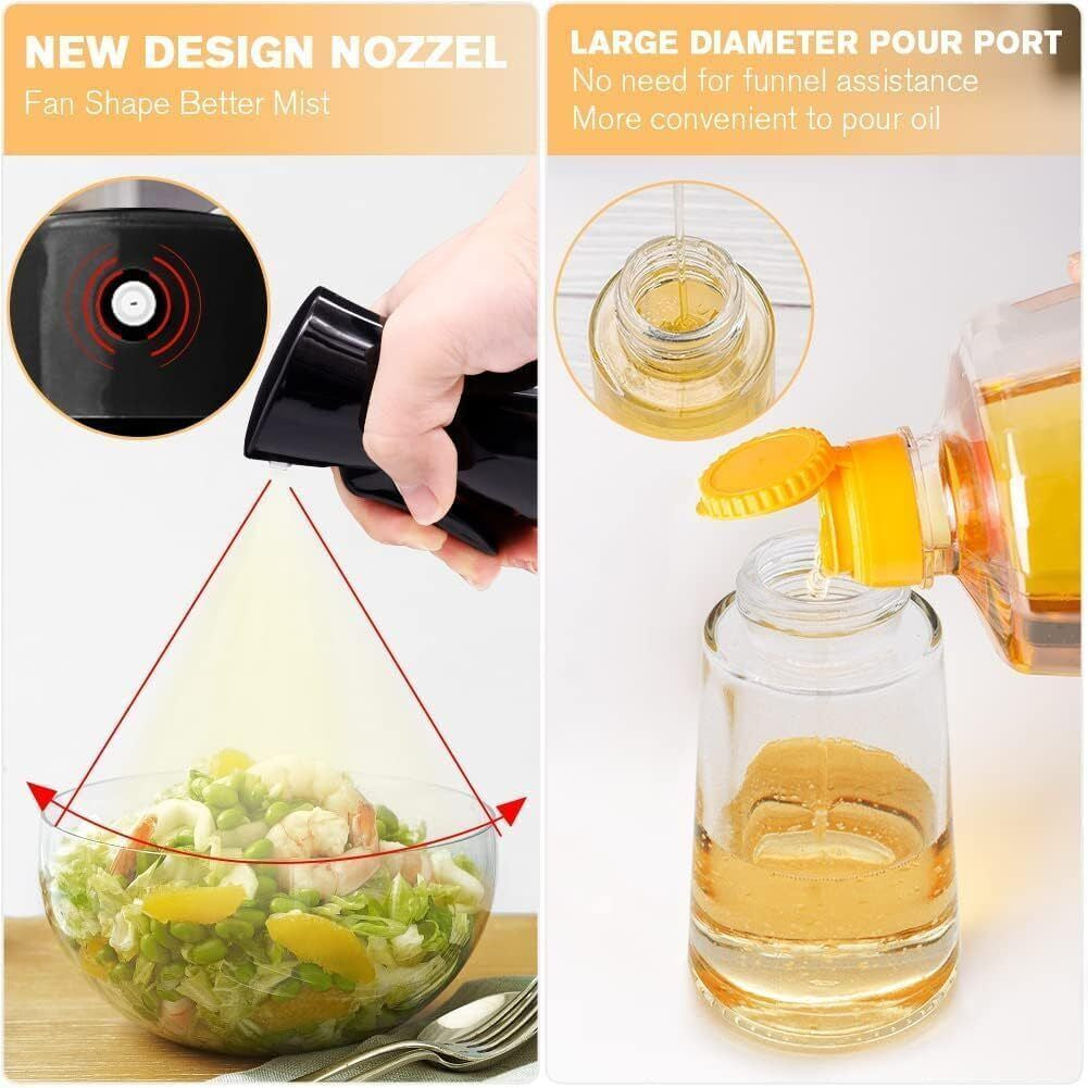 Oil Sprayer for Cooking 180ml - Glass Olive Oil Sprayer Bottle with Brush | Non-Slip Design, Fine Mist for Air Fryer, Grilling & Baking | Kitchen Gift!