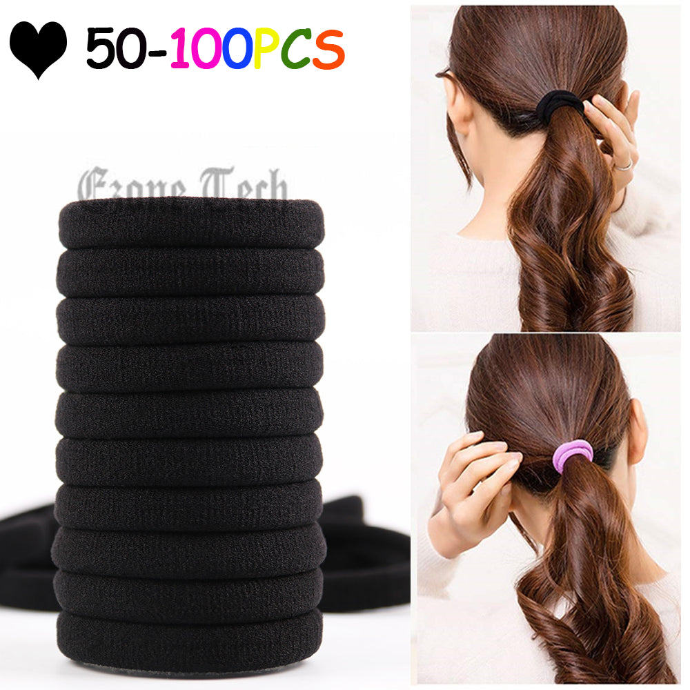 Elastic, No Damage Hair Ties - 50/100PCS Seamless Elastic Hair Bands for Thick & Thin Hair, Soft No Crease Ponytail Holders, Stretchy & Durable Hair 