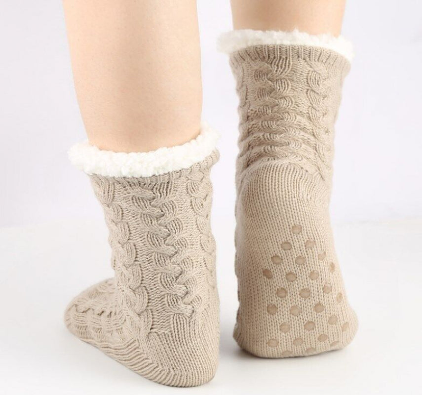 warm floor sock Winter anti Slip Warm Fleece-Lined Slipper Socks Thickening Sleep Floor Socks US