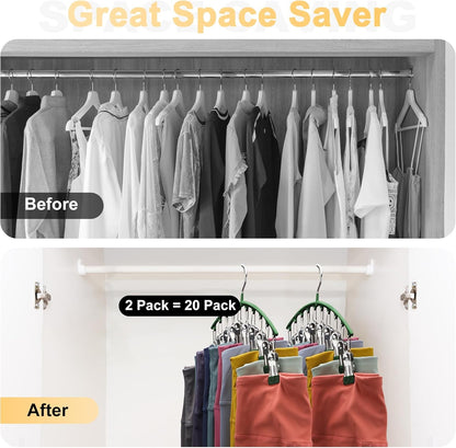 2 Pack Legging Organizer for Closet Metal Yoga Pants Hangers Each with 10 Clips