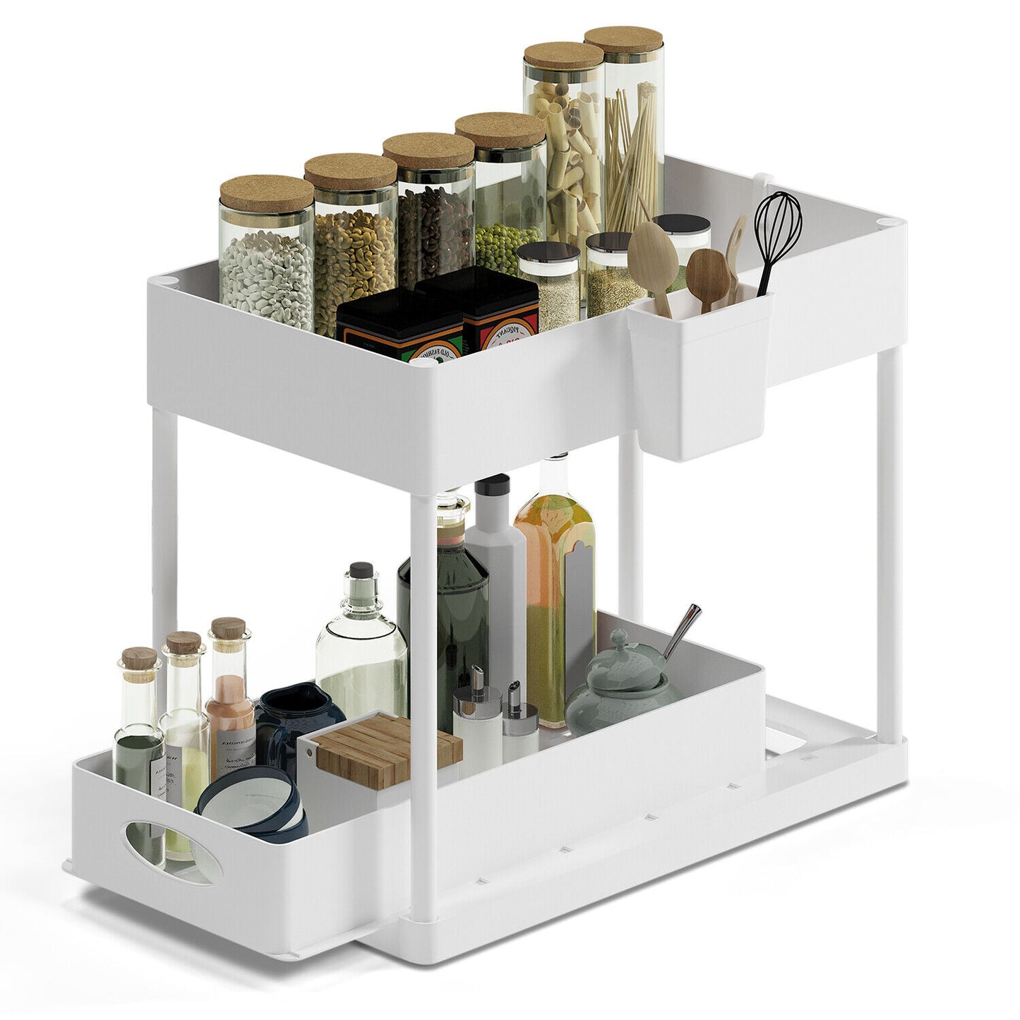 Under Sink Organizer with 2 Tier Sliding Drawers - Bathroom Cabinet Organizer