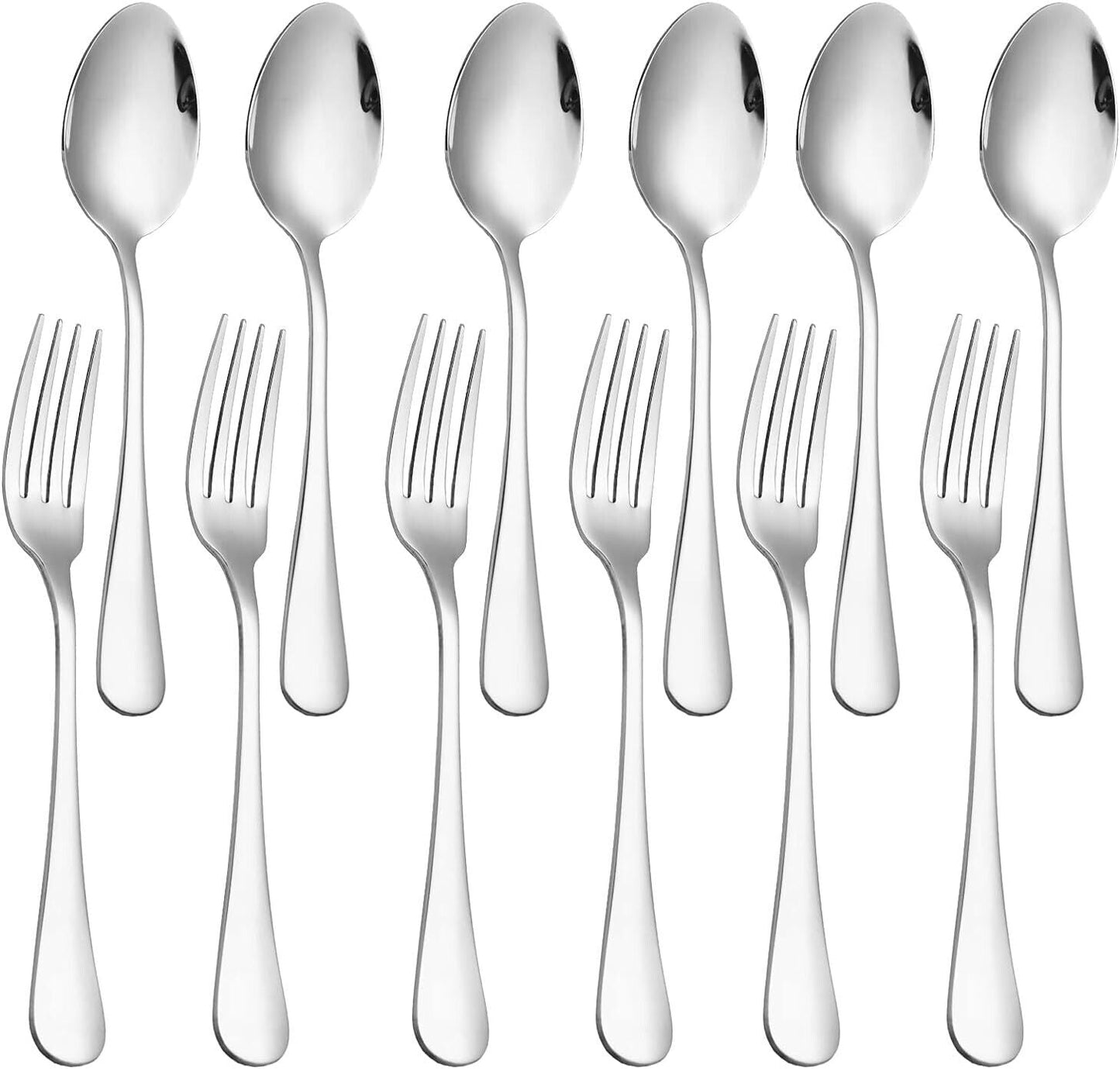 Aesthetic Silverware Set for 6 – 12PC Stainless Steel Forks & Spoons Durable, Rust-Resistant, Dishwasher Safe – Perfect for Home, Dining & Events!