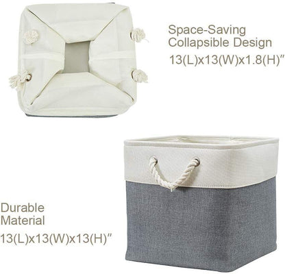 Large Storage Basket Rectangular Fabric Collapsible Organizer Bin Box 13×13×13In