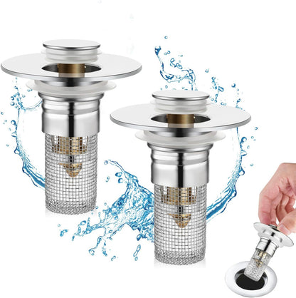 Effortless Drain Protection: Universal Bathroom Sink Stopper & Hair Catcher Strainer