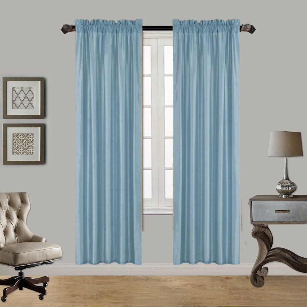 pinch pleat curtains, Unlined Rod Pocket Window Curtain Panels 2 Pack Sheer & Light, Fits 2” Rod, Home Decor Upgrade, 3 Sizes Available – Non-Blackout