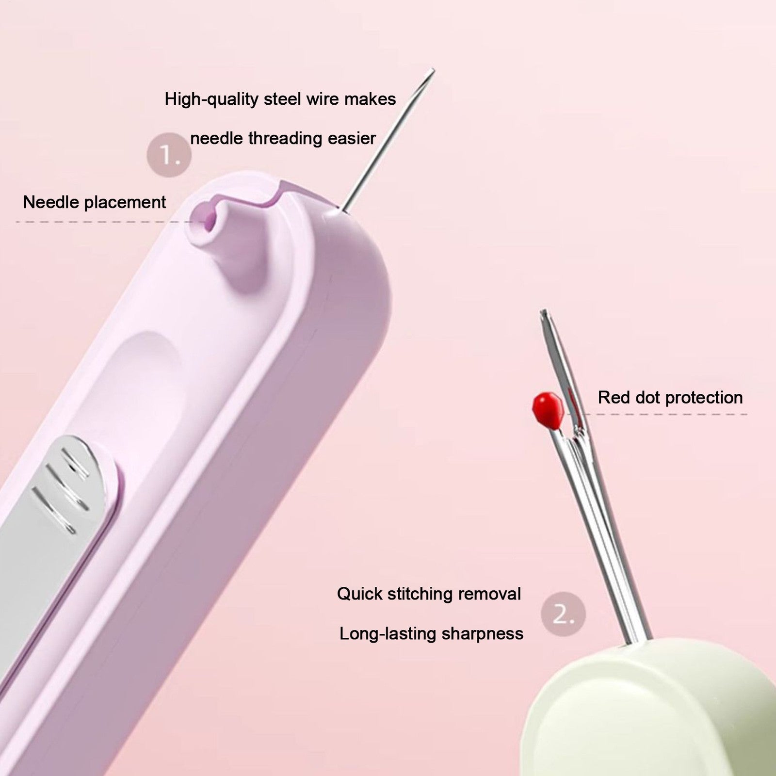 2 in 1 Needle Threader Seam Ripper Double-End Sewing Tool DIY Cross Stitch Craft