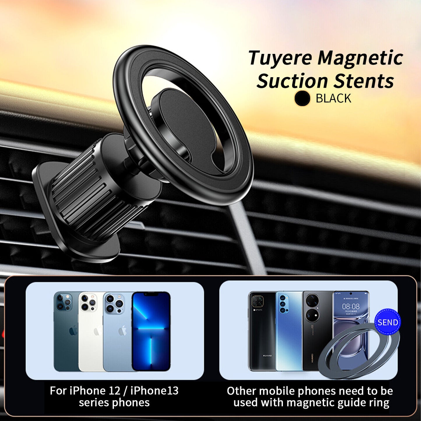 Strong Magnetic 360° Rotation Mag Safe Air Vent Car Mount Dashboard Phone Holder