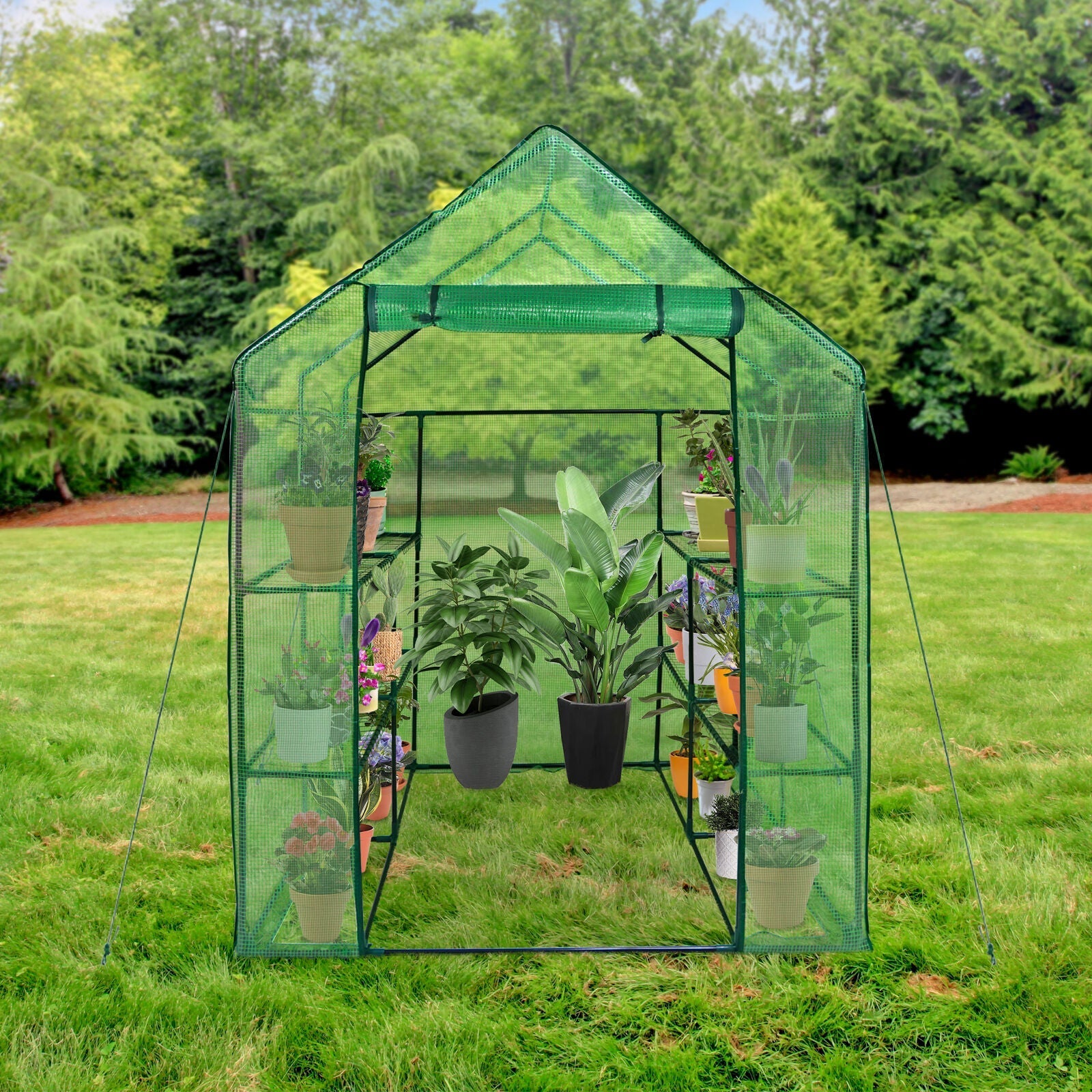 TikTok Trending! Mini Walk-In Greenhouse - 8 Shelves, 3 Tiers for Plants, Weather-Resistant, Portable, Breathable, Sturdy & Perfect for Small Spaces