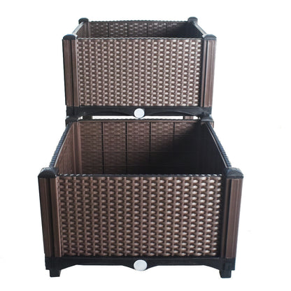 2X Elevated Rectangular Raised Garden Bed Flower Vegetable Grow Planter Care Box