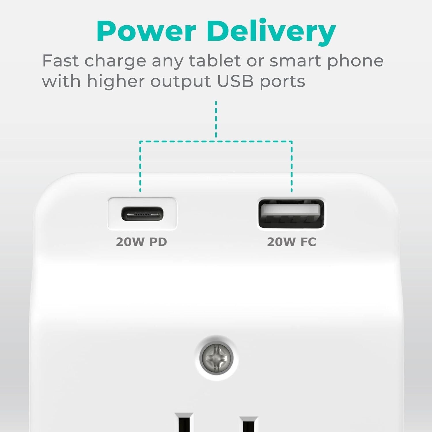 USB Wall Charger Surge Protector - 5 Outlet Extender with 4 USB Charging Ports