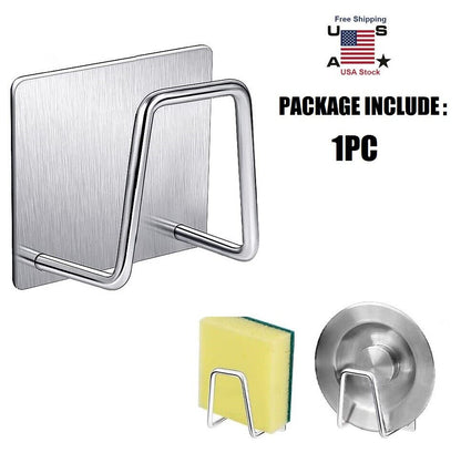4Pcs Stainless Steel Adhesive Sponge Holder Sink Caddy for Kitchen Accessories