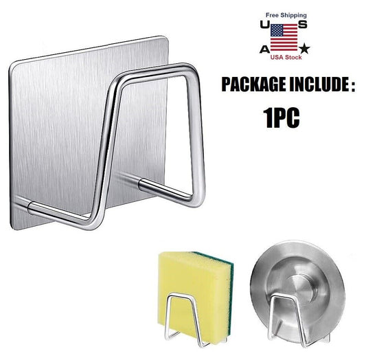 4Pcs Stainless Steel Adhesive Sponge Holder Sink Caddy for Kitchen Accessories