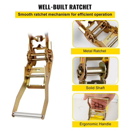 2" X 15' E-Track Ratchet Tie down Strap 4000 Lbs Breaking Strength 18 Pack