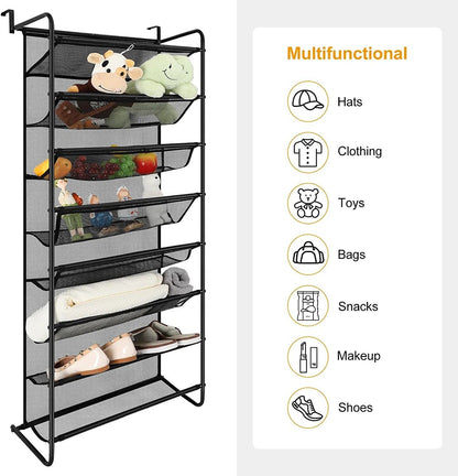 Metal Shoe Rack for Door Hanging – 8-Tier Metal Shoe Organizer Storage, Space-Saving Shoe Holder for Entryway, Closet, or Hallway, Easy Installation