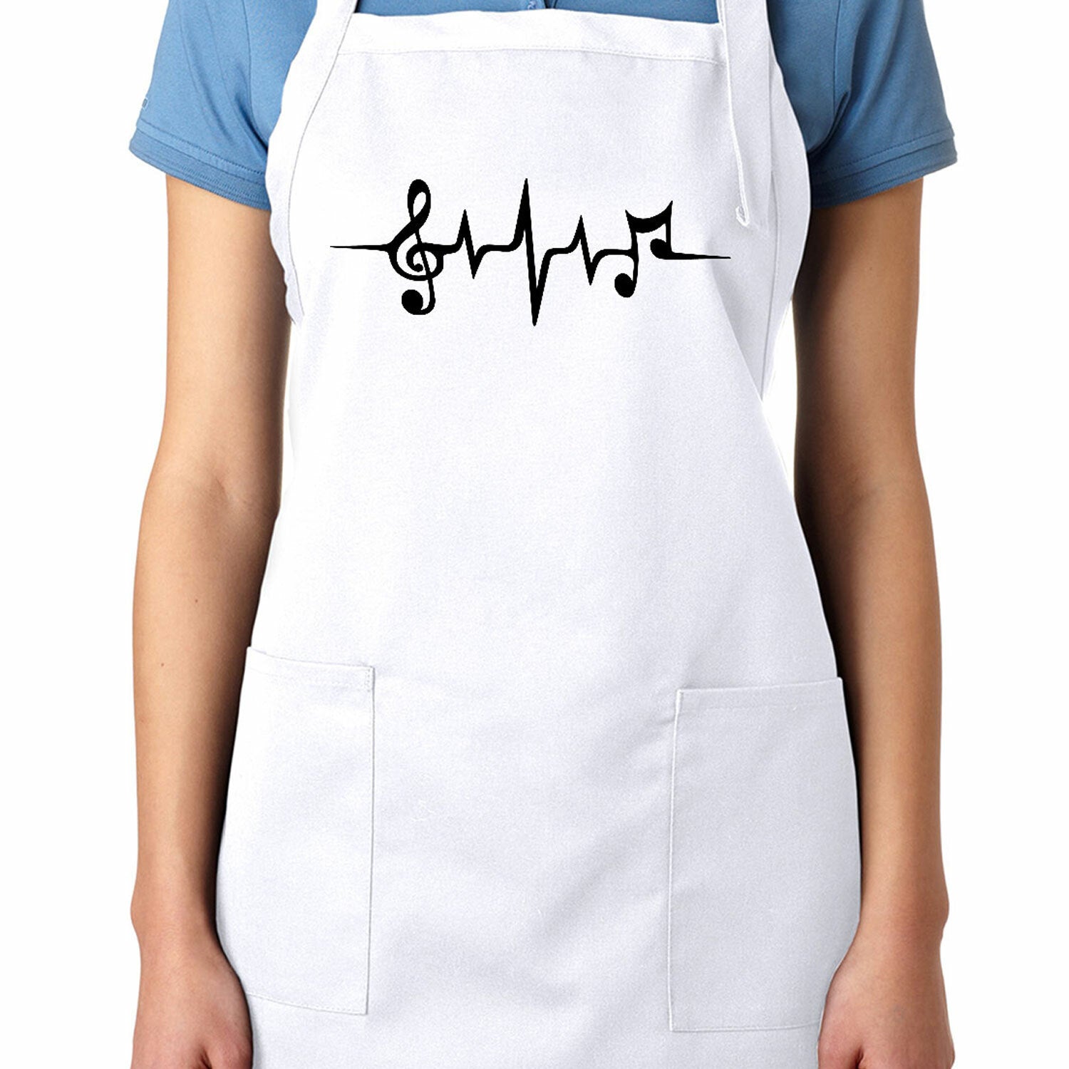 Music Note Beat Apron Kitchen Cooking Cook Barking Grill Pocket Home Chef Gift