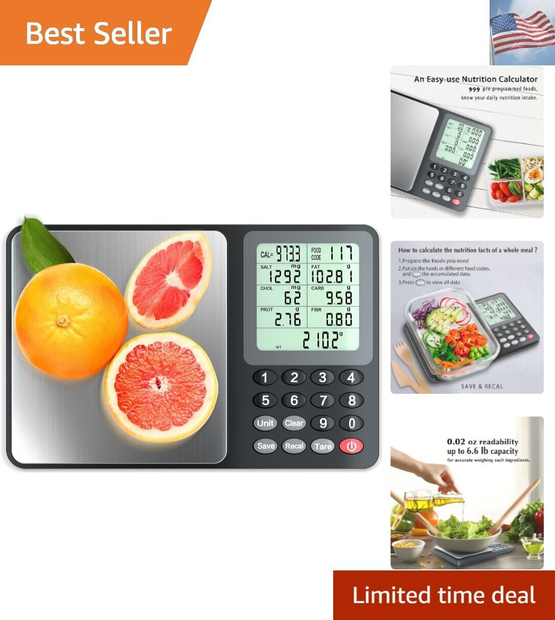 Nutrition Food Scale, Digital Food Scale for Weight Loss, Calculating Food Fa...