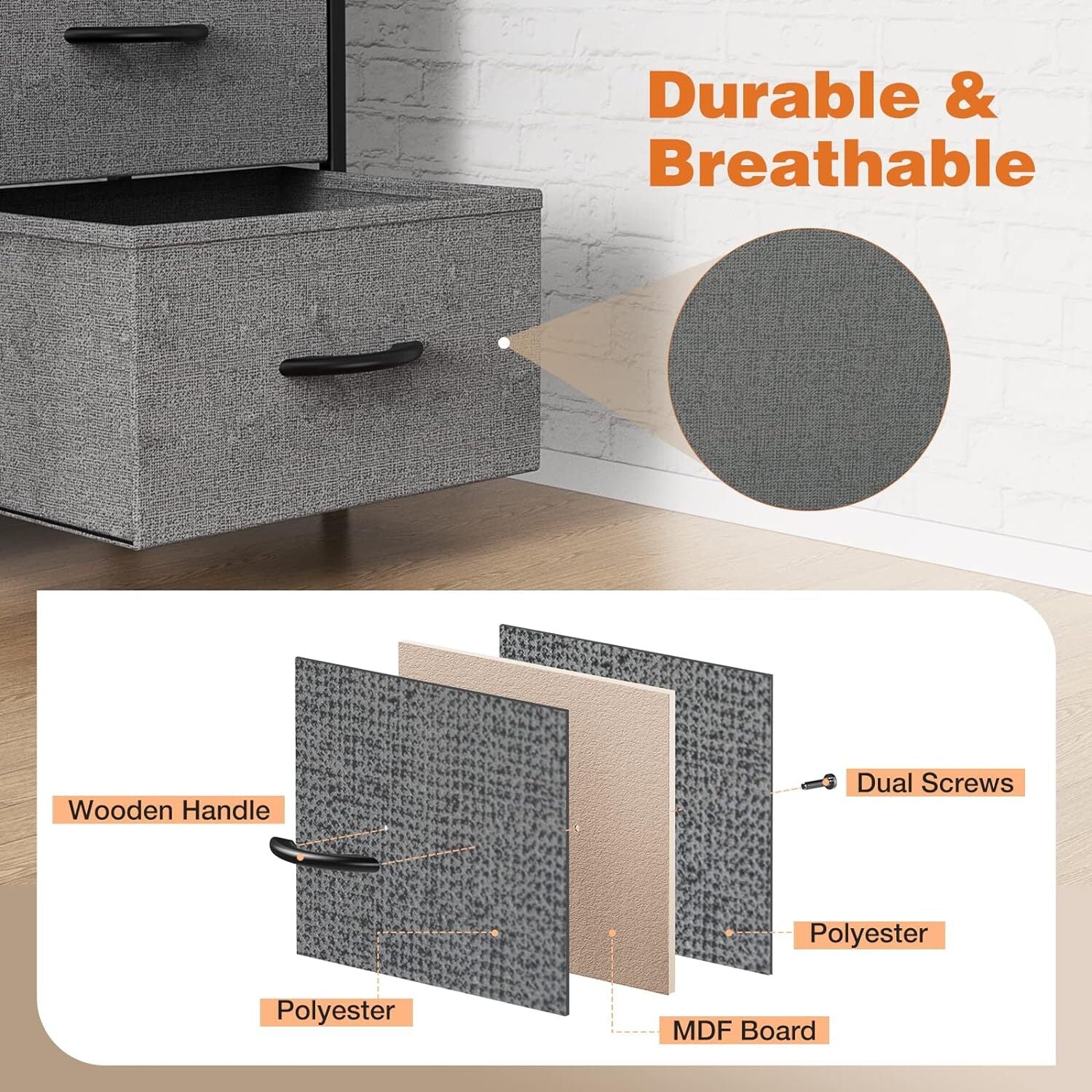 8 Drawers Dresser for Bedroom Organizer Storage Drawers Fabric Chest of Drawers