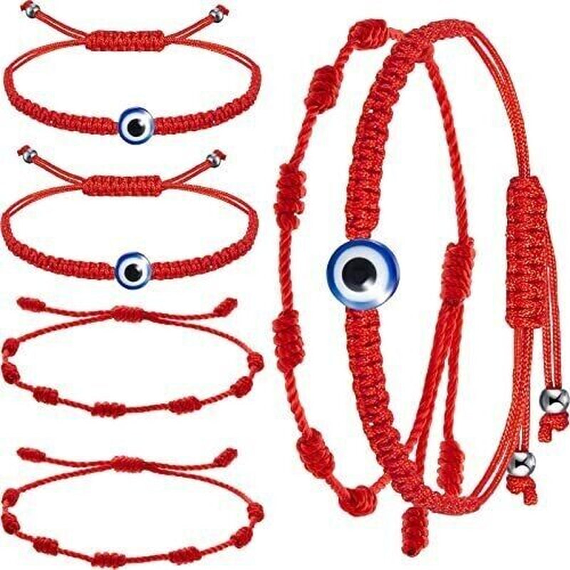 rakai jewelry, Pulsera Roja Kabbalah Protección - 6 Piezas Ajustables con Ojo de Diablo, Amuleto de Buena Suerte, Hechas a Mano, Regalo para Mujeres