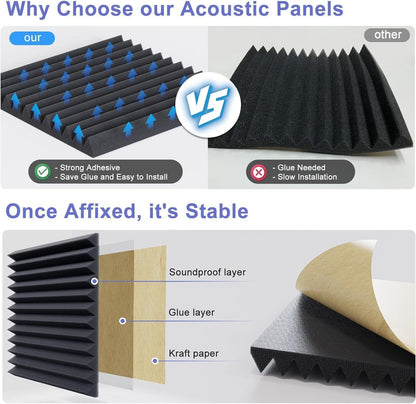 Foam Home, Premium Acoustic Foam Panels - Soundproofing, Noise Reduction & Easy Install | Studio, Home, & Office