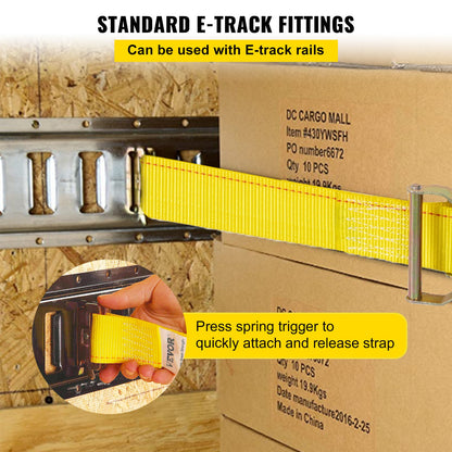2" X 15' E-Track Ratchet Tie down Strap 4000 Lbs Breaking Strength 18 Pack