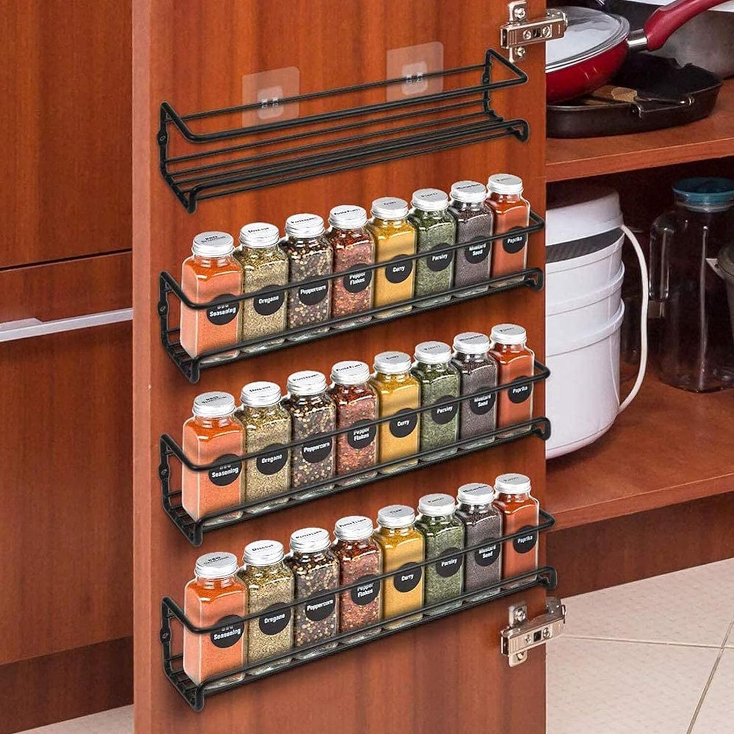 4 Packs Kitchen Spice Rack Organizer Storage Shelf Cabinet Jar Holder Wall Mount