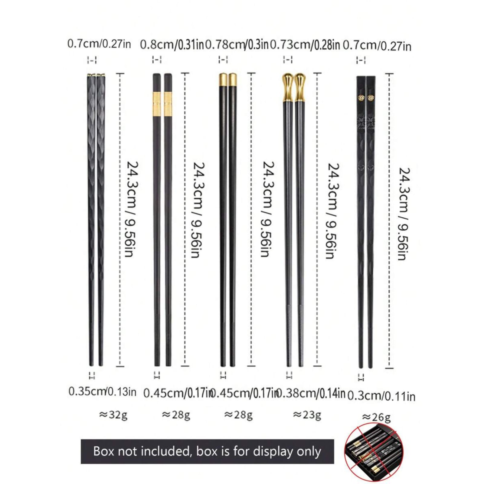 5 Pair Stainless Steel Chopsticks – Non-Slip Design, Stylish Kitchen Tools for Easy Gripping, Durable & Reusable Chop Sticks for Home or Dining!