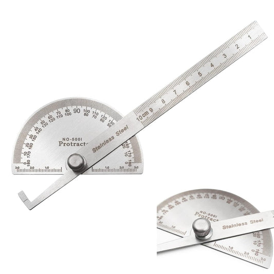 Protractor Angle Finder Arm Stainless Steel Measuring Ruler Tool 180 Degree USA