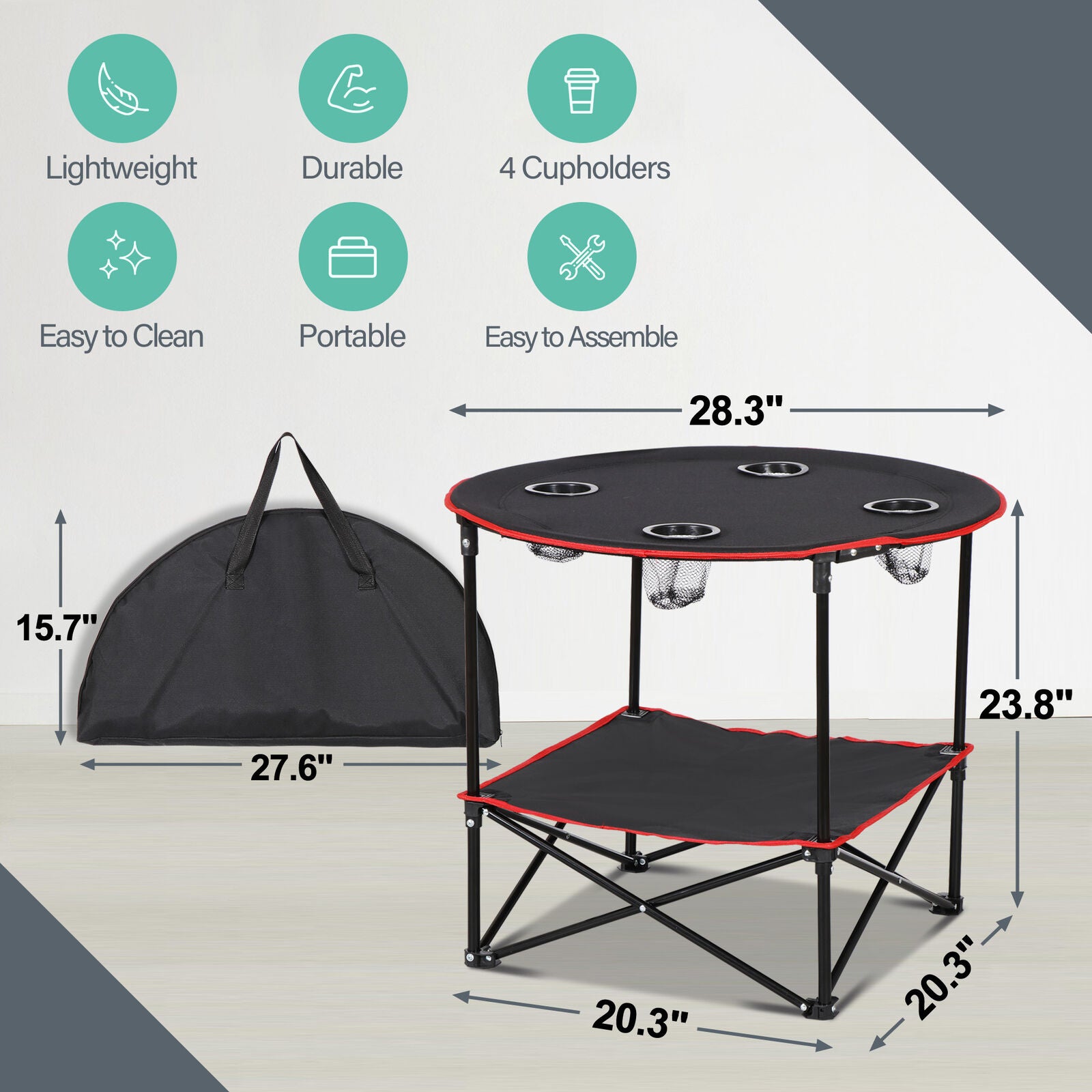 Foldable Camping Table Outdoor Beach Picnic Table Lightweight with Carry Bags