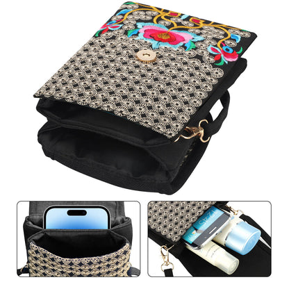 Embroidered Crossbody Cell Phone Bag for Women – Small Purse with Adjustable Strap, Stylish & Lightweight for Travel, Shopping & Everyday Use!