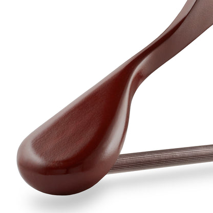 Minimalist Wood Suit Hangers 6-Pack – Wide Shoulder Hangers for Coats, Dresses, Pants | Clean Closet Vibes | Non-Slip Heavy Duty Wood Design