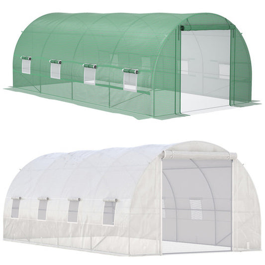 Heavy Duty Walk-In Greenhouse 20x10x7ft - Outdoor Plant Grow House, UV-Resistant PE Cover, Reinforced Steel Frame, Vent Windows, Zipper Door