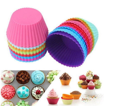 12-Pack Silicone Cupcake Liners – Non-Stick, Reusable Baking Cups for Muffins, Chocolates & Cookies, Food-Grade, Dishwasher Safe, Heat Freez Resistant
