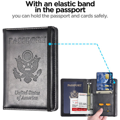 Slim Leather Travel Passport Wallet Holder RFID Blocking ID Card Case Cover US