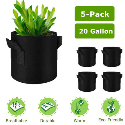 Plant Grow Bags | 5/10pcs 1-30 Gallon Thickened Nonwoven Fabric Pots | Durable & Breathable Containers for Gardening, Vegetables & Flowers