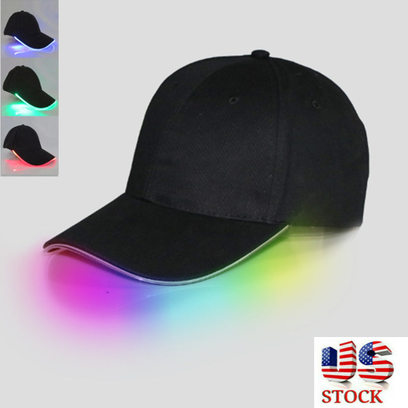 LED Lighted up Peaked Hat Glow Club Party Baseball Hip-Hop Adjustable Sports Cap
