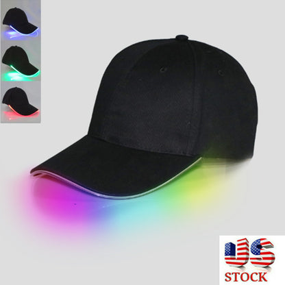 LED Lighted up Peaked Hat Glow Club Party Baseball Hip-Hop Adjustable Sports Cap