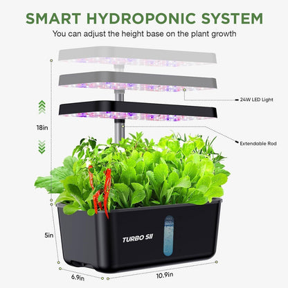 Hydroponic Growing System with LED Grow Lights - 8 Pods, 3L Water Tank, Full Spectrum for Veggies, Herbs, Flowers & Fruits - Indoor Smart Garden Kit