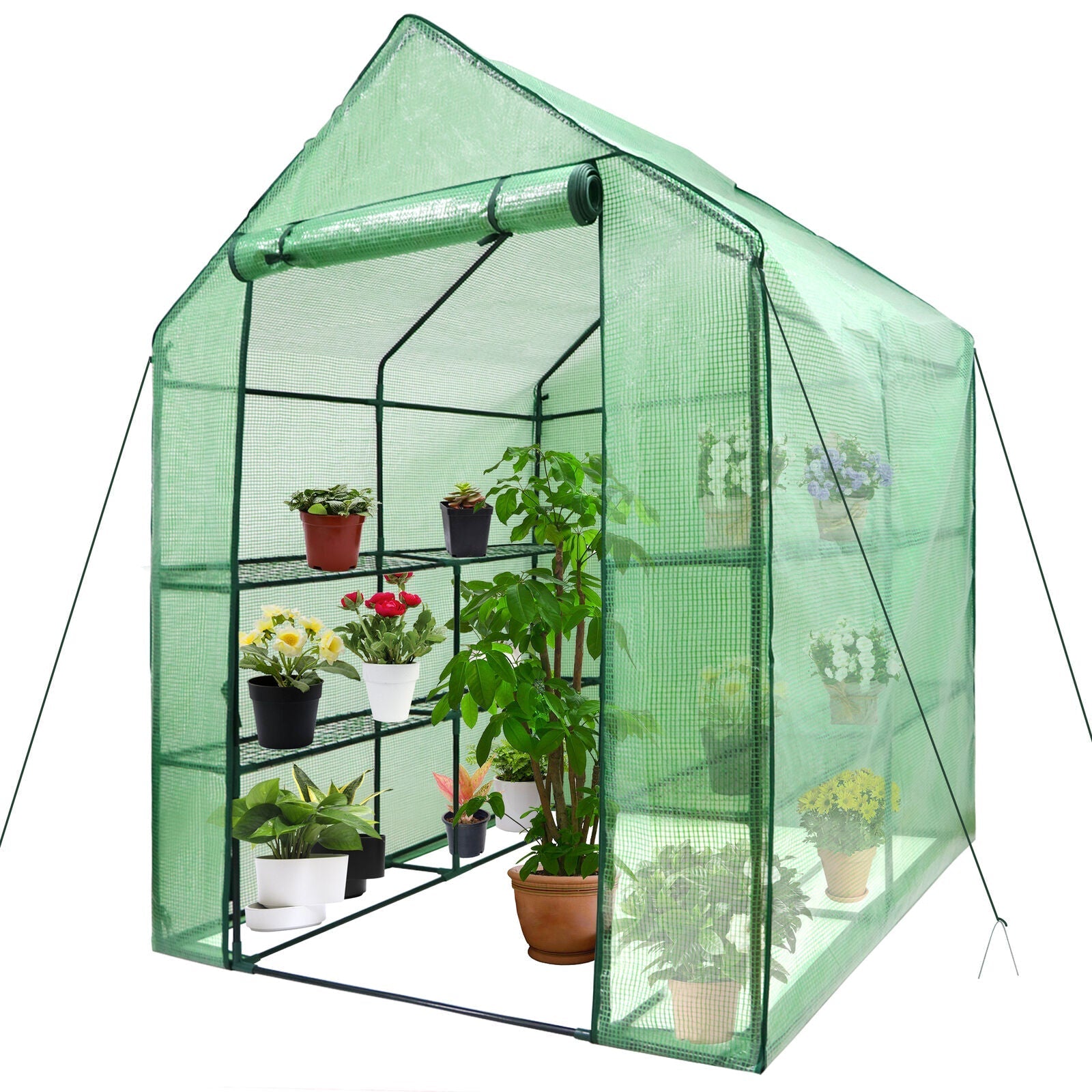 TikTok Trending! Mini Walk-In Greenhouse - 8 Shelves, 3 Tiers for Plants, Weather-Resistant, Portable, Breathable, Sturdy & Perfect for Small Spaces