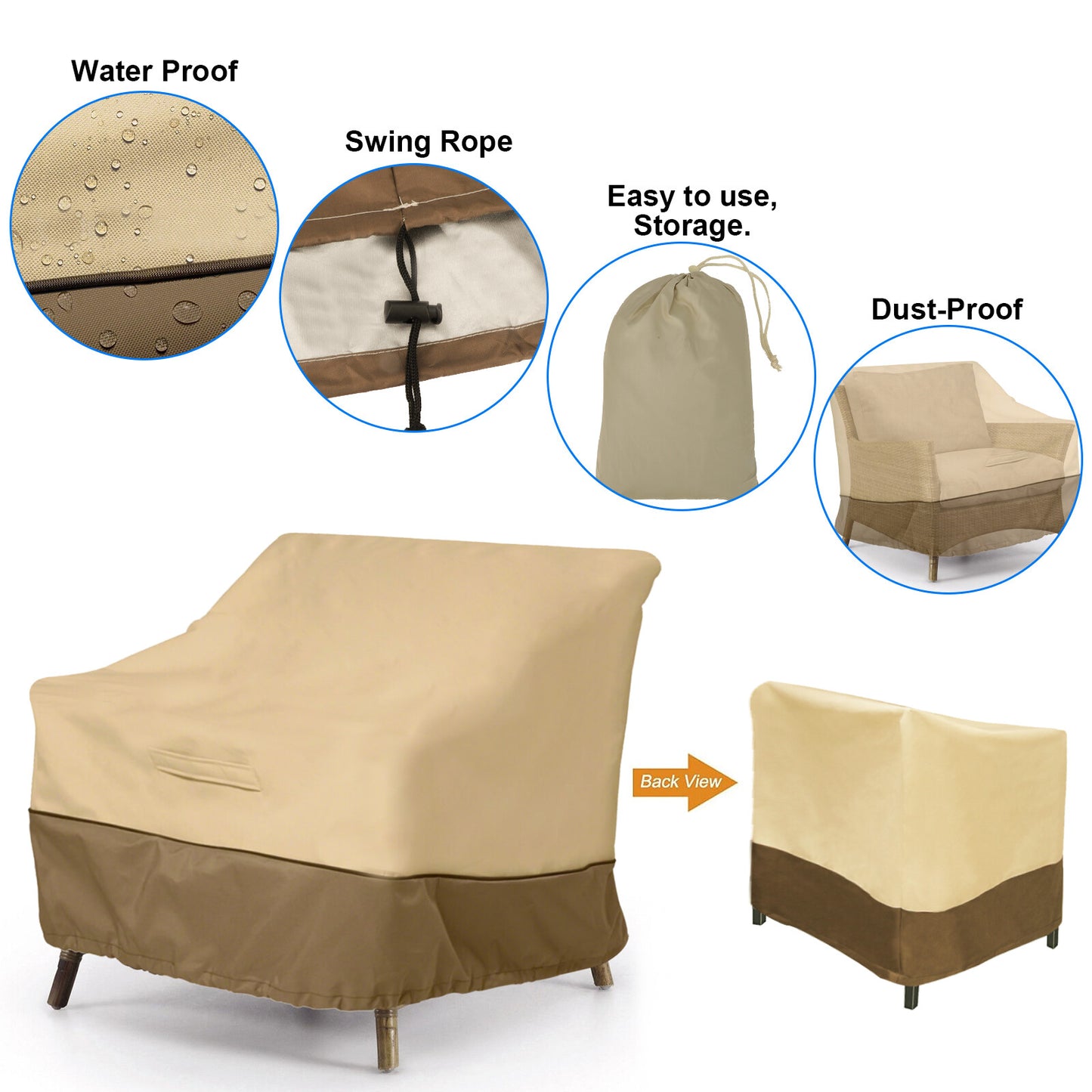 Waterproof Chair Cover Outdoor Patio Garden Yard Furniture Protector Covers 210D