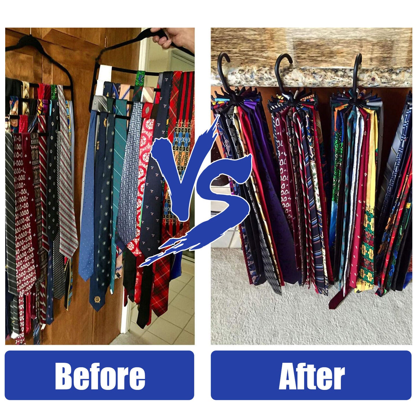 Neck Tie Rack 360° Rotating Hanger – Organize Ties, Belts & Scarves, Space-Saving Closet | Lightweight Smooth Installation Plastic Traditional Hanging