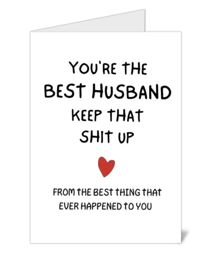 Funny Valentine's Day Card for Husband – Witty Design, Premium 5x7 Card with Blank Interior, Perfect for Anniversaries, Birthdays & Special Occasions