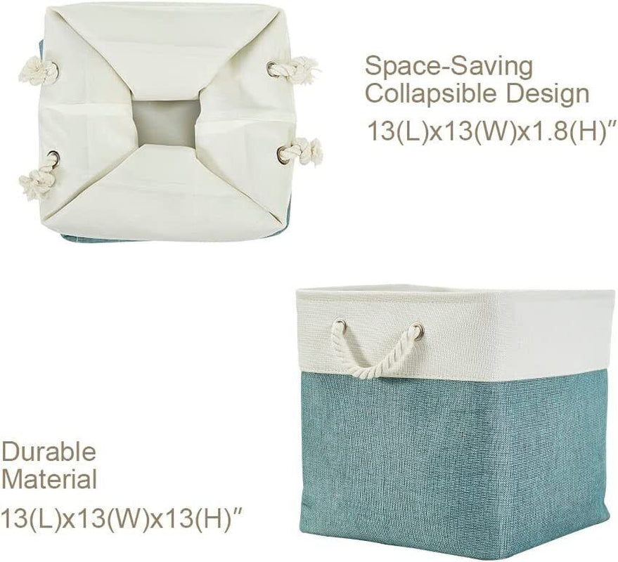 Large Storage Basket Rectangular Fabric Collapsible Organizer Bin Box 13×13×13In